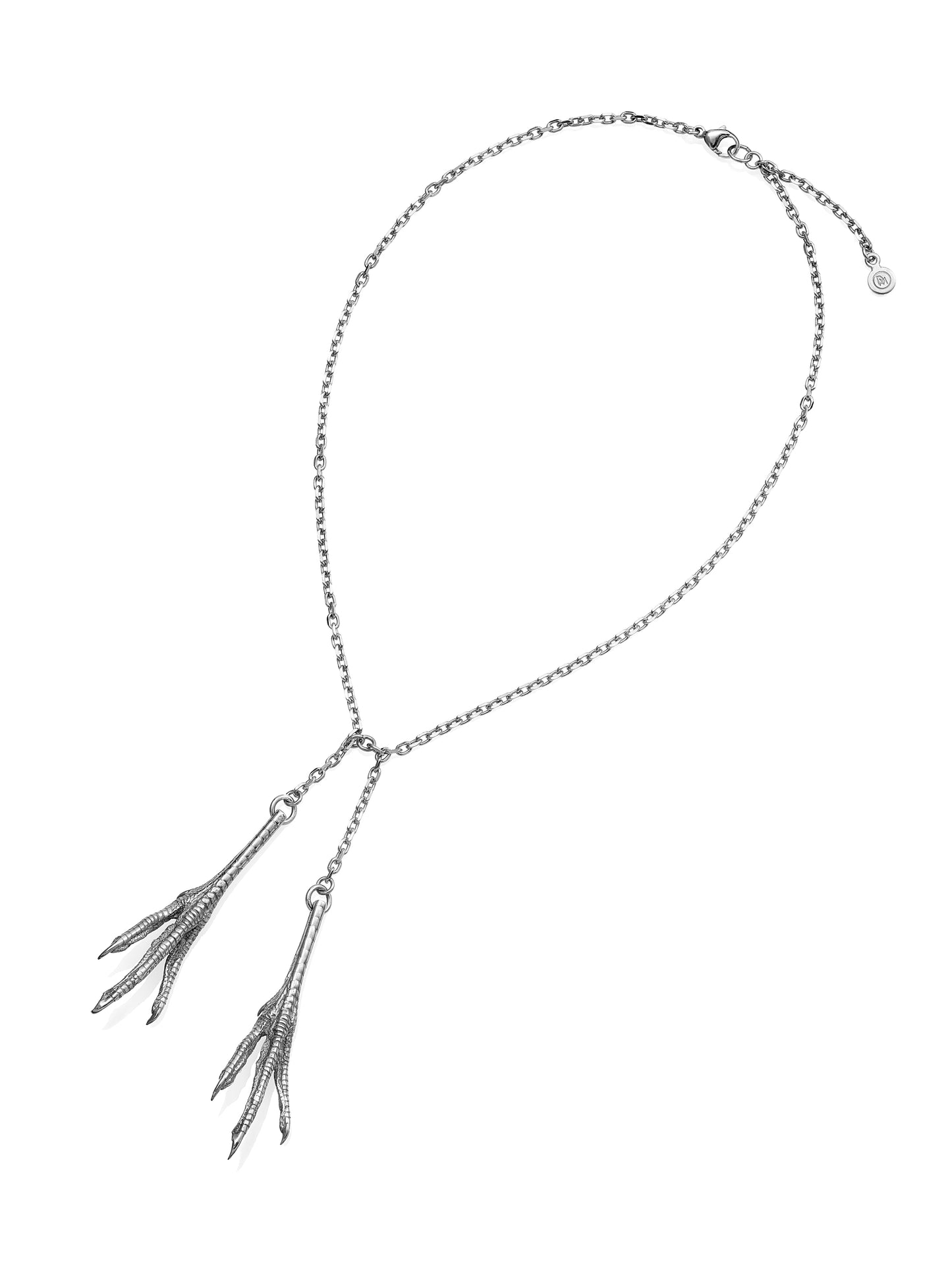 Iconic Chicken Feet Necklace with a single pendant, 925 silver
