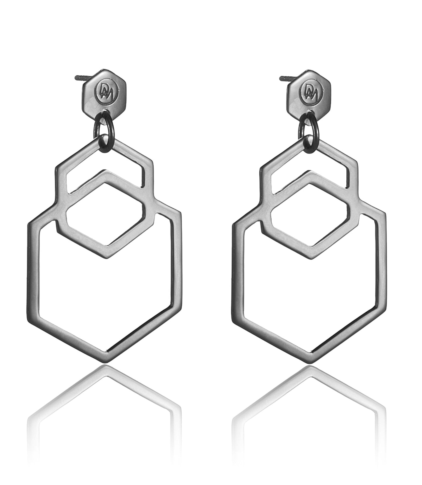Eye-catching and easy to wear light hexagon-shaped earrings from popular Cell collection.   Material: 925 silver.  Size: earrings' length is approximately 5cm.