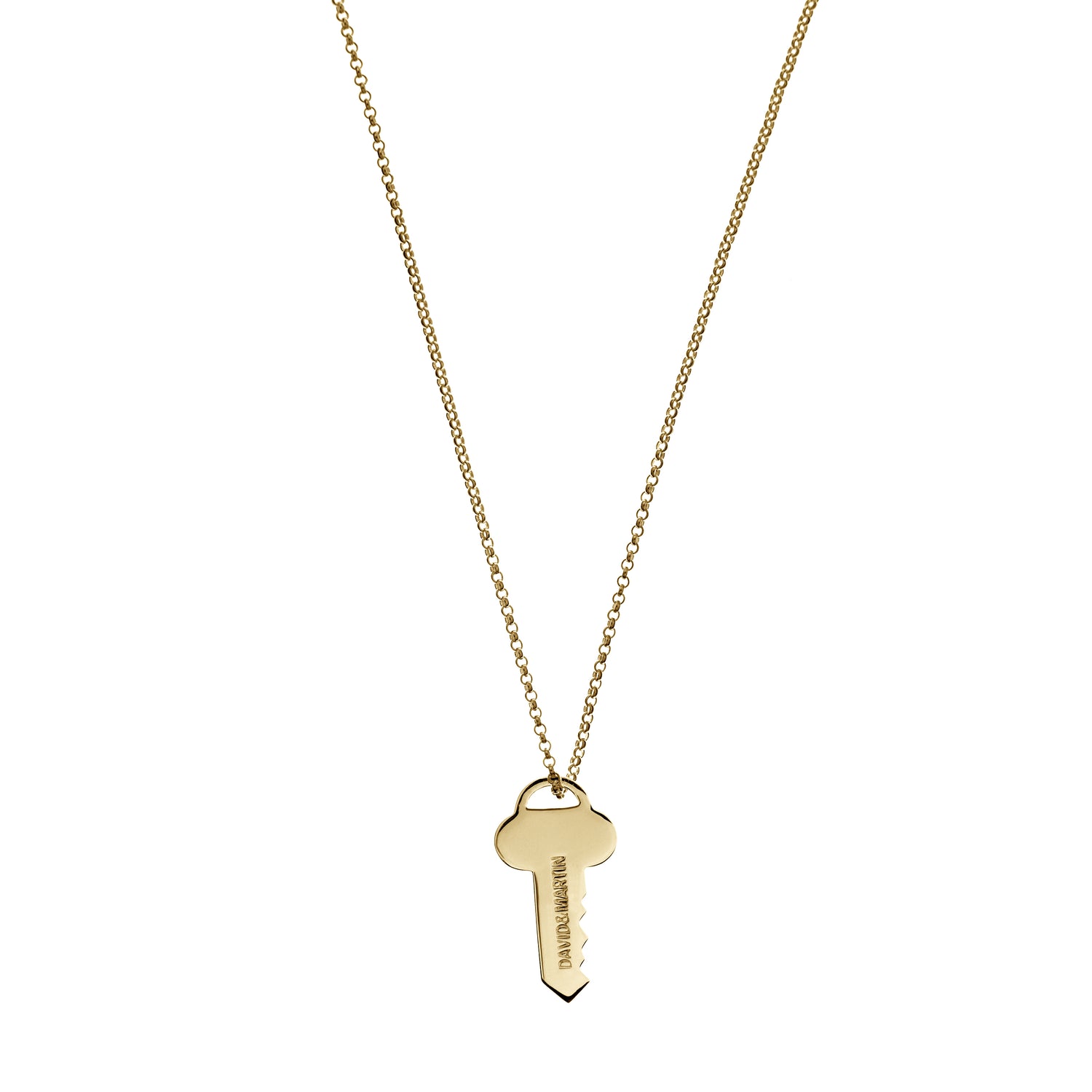 Minimalist unisex Key necklace.  Material: 18 karat gold-plated silver.  Size: the length is 45 cm.