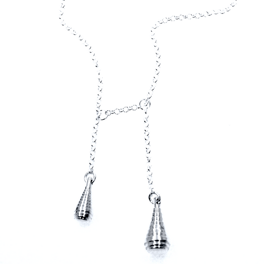 Contemporary Necklace with Two Drop Pendants, 925 silver