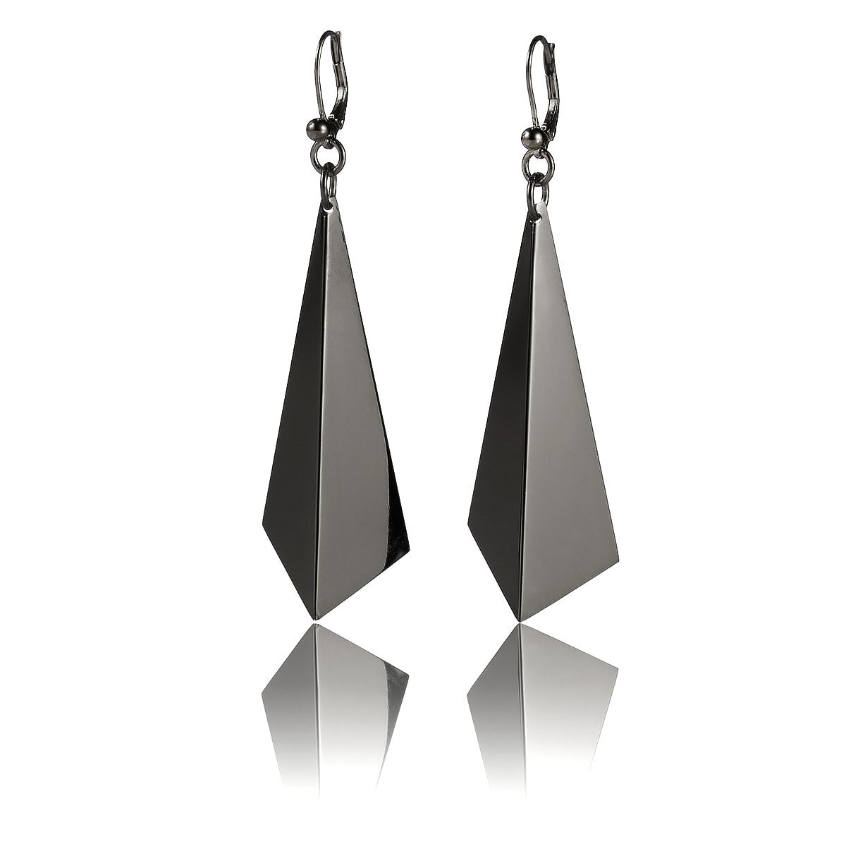 Striking geometric earrings in shiny black plating from iconic Facet collection   Material: Rhodium-plated silver.