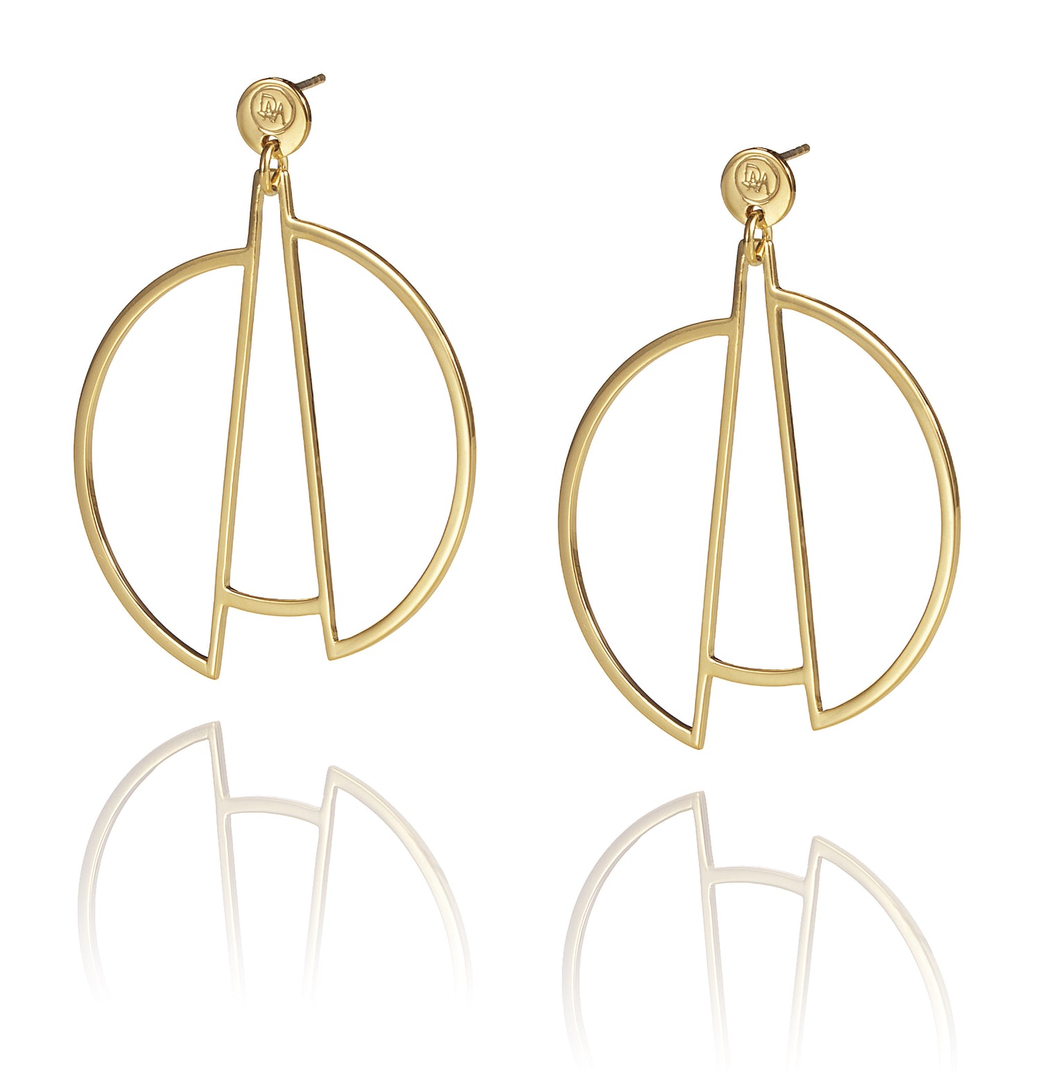 Classy yet edgy earrings from Drift collection. This design represents deconstructed circles and is inspired by the imperfection of life.  Material: 18 karat gold-plated silver.