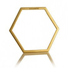 Minimalist hexagon-shaped bangle from Cell collection. Signature geometric design.  Material: 18 karat gold-plated silver.