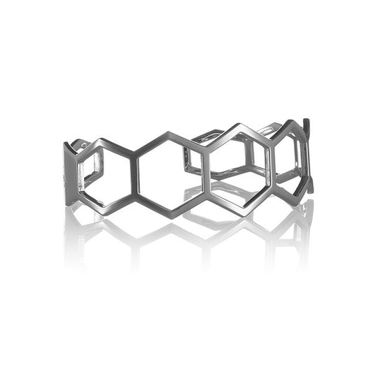 Minimalist and light hexagon-shaped cuff bracelet from popular Cell collection.  Material: 925 silver. Size: adjustable, fits any wrist. 